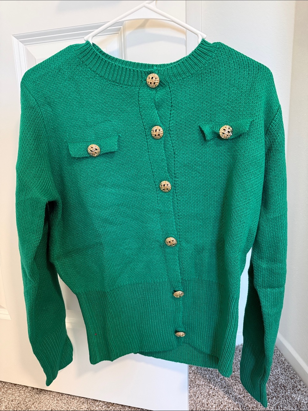 Green Women's Button-Front Sweater Cardigan